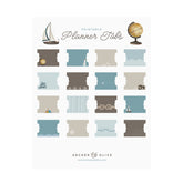 Compass: Printable Planner Tabs - Archer and Olive